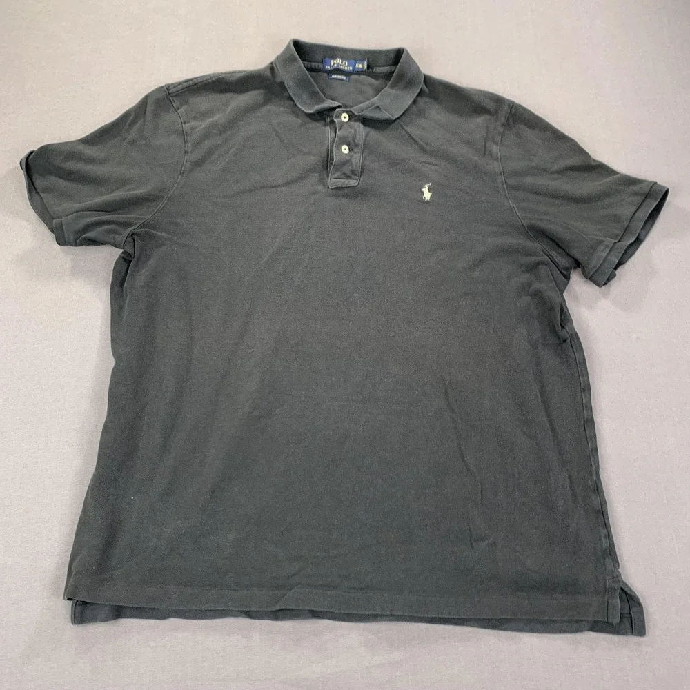 Polo Ralph Lauren Polo Shirt Mens XXL Black Classic Cotton Embroidered Gray Pony